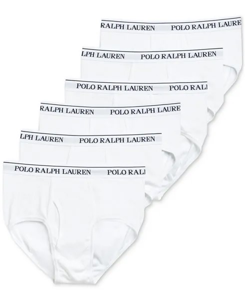 Мужские трусы белого цвета со средней посадкой (6 пар) Polo Ralph Lauren