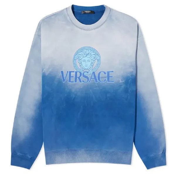 Толстовка Versace Overdye Medusa Print Crew, голубой