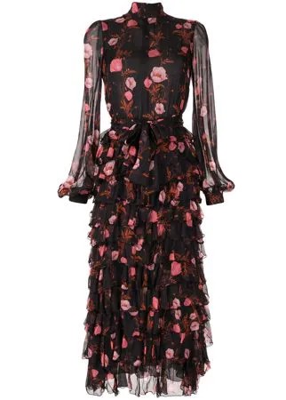 Giambattista Valli платье с цветочным принтом и оборками