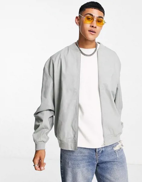 Шалфейно-зеленый oversized-бомбер ASOS DESIGN-Зеленый цвет