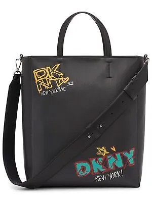 Женская черная сумка-тоут DKNY Tilly North South Logo из ПВХ 17 дюймов с граффити