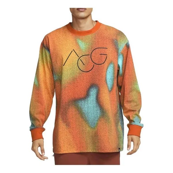 Футболка Nike ACG Allover Print Long Sleeve T-Shirt 'Orange', оранжевый