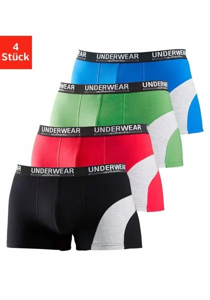 AUTHENTIC НИЖНЕЕ БЕЛЬЕ Боксеры (4 шт. в упаковке) со вставкой контрастного цвета Authentic Underwear, красный