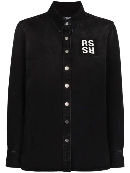 Raf Simons джинсовая рубашка с нашивкой-логотипом