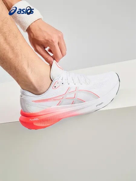 Кроссовки мужские Asics Gel-Kayano 30 амортизирующие, белый / красный