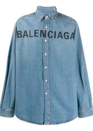 Balenciaga джинсовая рубашка с вышитым логотипом