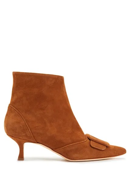 Женские кожаные ботинки с коричневой пряжкой Manolo Blahnik