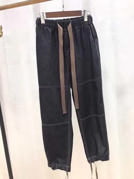 Женские джинсы на завязках, повседневные свободные джинсы с цепочкой из бисера и кулиской на щиколотке, модель 2023, 0111