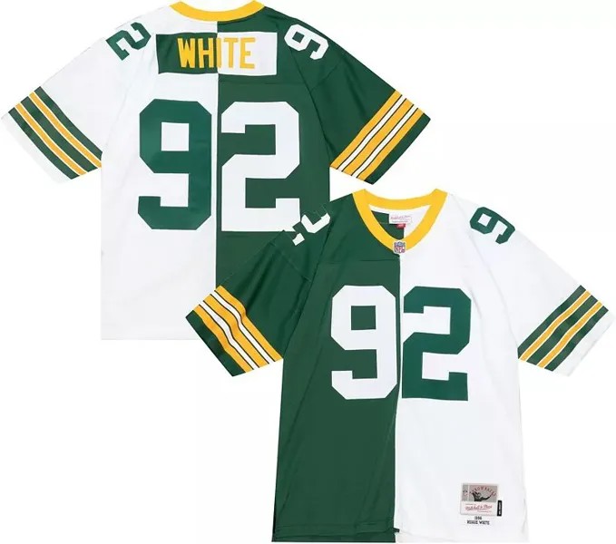 Мужская майка Mitchell & Ness Green Bay Packers Reggie White № 92 1996 года с разрезом