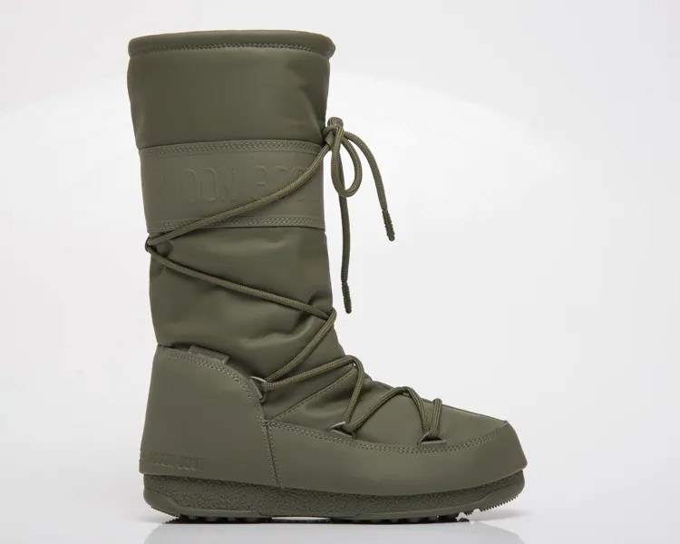 Moon Boot High Rubber Водонепроницаемая женская повседневная обувь цвета хаки Повседневная обувь Ботинки