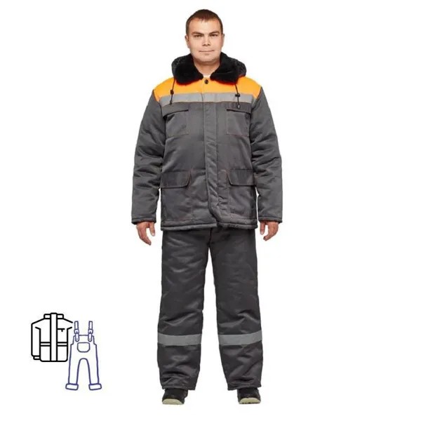 Костюм рабочий мужские NoBrand з35-КПК серые/оранжевые 60-62, 170-176