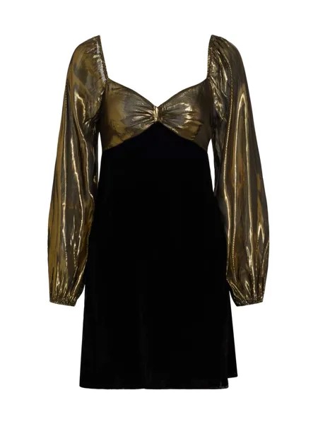 Коктейльное платье Paris из металлика и бархата Rixo, золотой