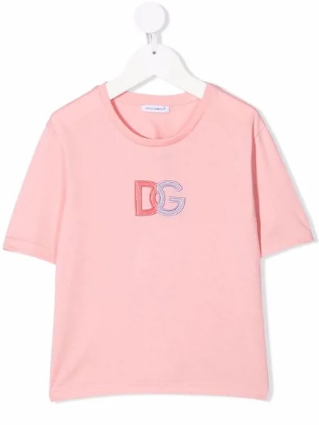 Dolce & Gabbana Kids футболка с вышитым логотипом