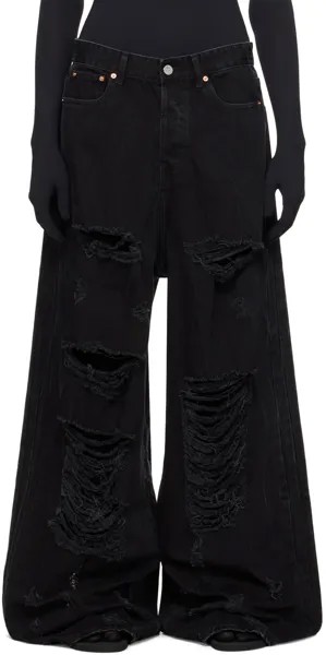 Черные потертые джинсы Vetements, цвет Black