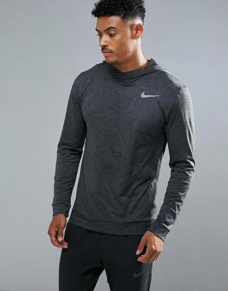 Худи серого цвета Nike Training breathe hyper Dry 832829-060-Серый