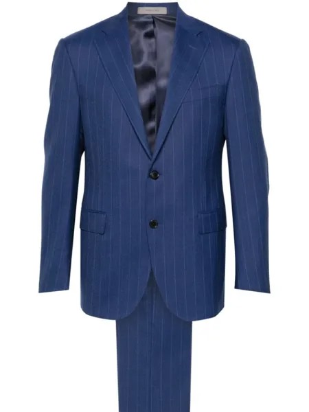 Corneliani полосатый костюм с однобортным пиджаком, синий