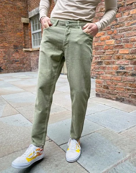 Классические джинсы из неэластичного вельвета цвета хаки ASOS DESIGN-Зеленый