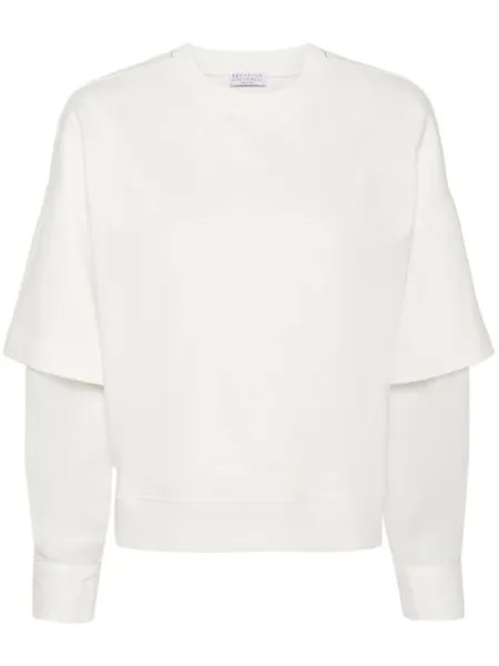 Brunello Cucinelli многослойная толстовка с декором Monili, белый