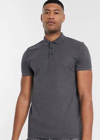 Темно-серое поло из органического хлопка пике ASOS DESIGN Tall-Серый