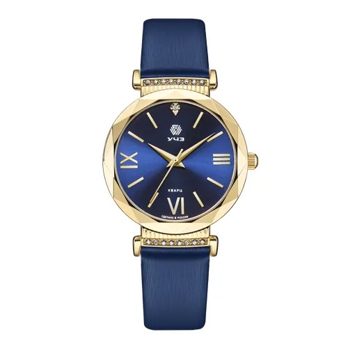Наручные часы УЧЗ 3021L-3, золотой, синий