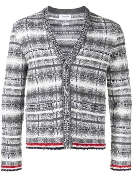 Thom Browne жаккардовый кардиган в клетку тартан, серый