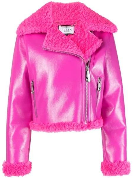 Philipp Plein куртка с отделкой из овчины, розовый