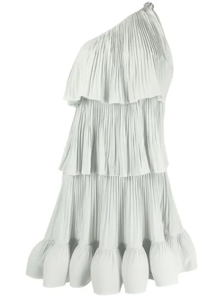 Lanvin плиссированное платье на одно плечо, зеленый