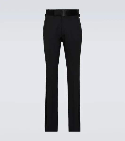 Узкие брюки shelton средней посадки из смесовой шерсти Tom Ford, черный