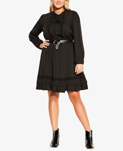 Модное платье больших размеров precious tie City Chic, черный