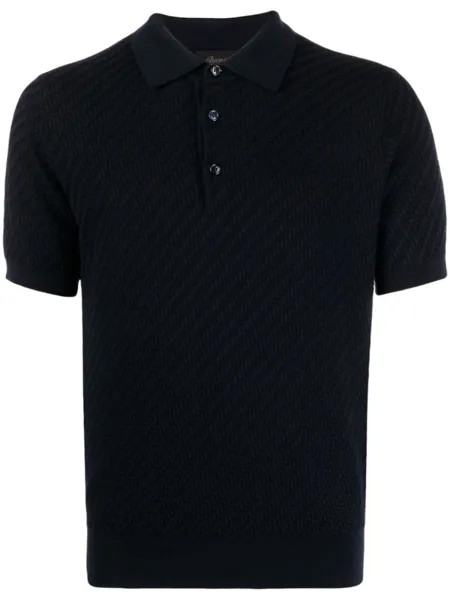 Brioni рубашка поло фактурной вязки, синий
