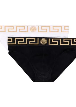 Versace комплект из двух трусов-брифов с узором Greca