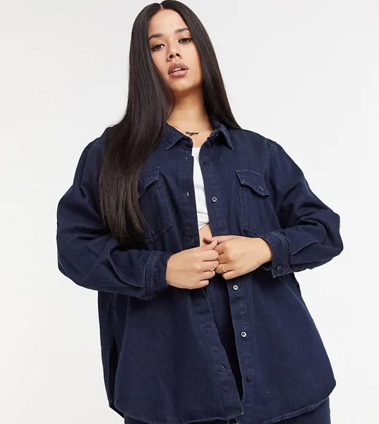 Синяя джинсовая рубашка в стиле oversized от комплекта Missguided Plus-Голубой