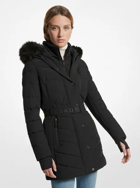 Стеганое пуховик с отделкой из искусственного меха Michael Kors, черный