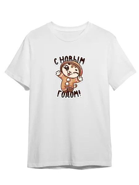 Футболка унисекс СувенирShop Стикер/Кот/Лиса/Новый год 6 белая 3XL