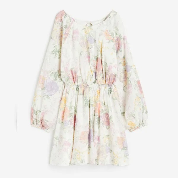 Платье H&M Balloon-sleeved Open-backed, кремовый