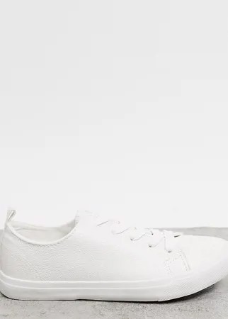 Белые кроссовки на шнуровке для широкой стопы New Look Wide Fit-Белый