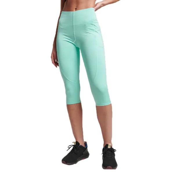 Леггинсы Superdry Run Cropped, зеленый