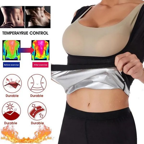 Женщины Серебряное покрытие Термо рубашка Sweat Sauna Tank Tops Body Shapers Талия Тренер для похудения Жилет Фитнес Shapewear Модельный пояс