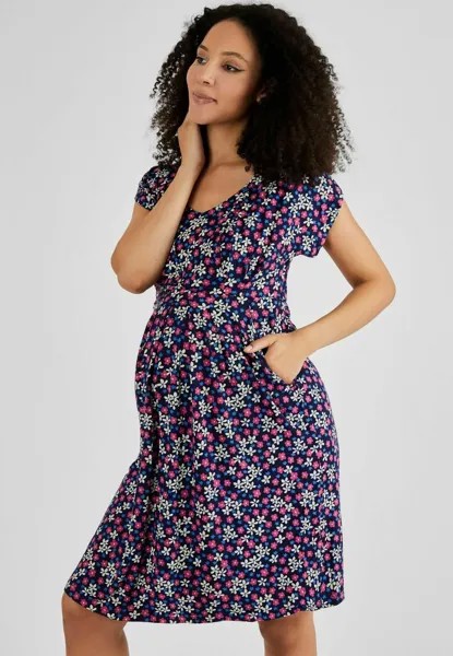 Платье из джерси FLORAL PLEATED MATERNITY NURSING Jojo Maman Bébé, розовый