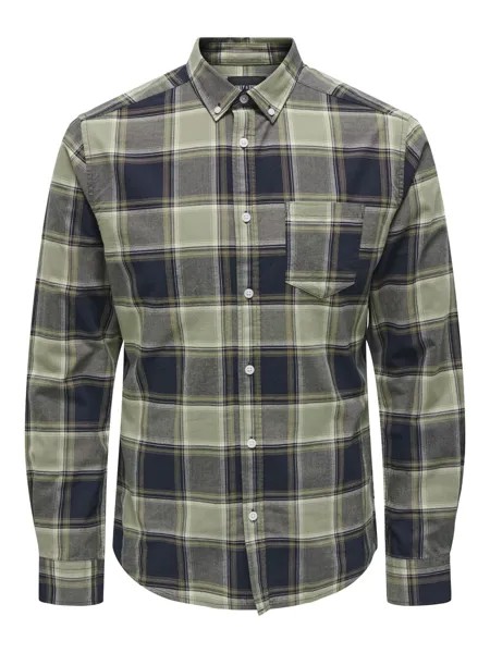 Рубашка на пуговицах стандартного кроя Only & Sons Alvaro, яблоко/светло-зеленый