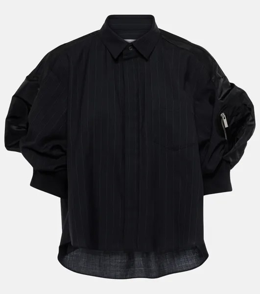 Рубашка со сборками мела Sacai, черный