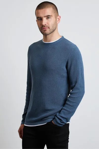 Джемпер с круглым вырезом Elsmore и футболка с имитацией узора Threadbare, синий