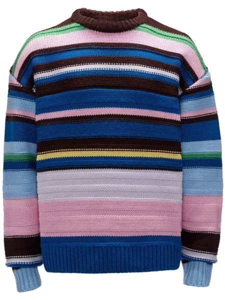 JW Anderson полосатый джемпер с приспущенными плечами, синий