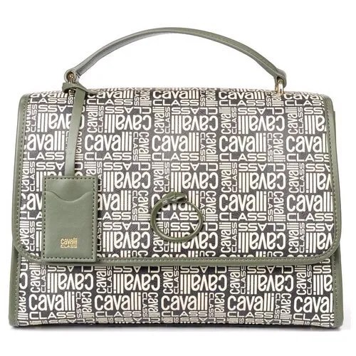 Сумка женская Cavalli Class C92PWCSD0022B03 black/green Monogram 002