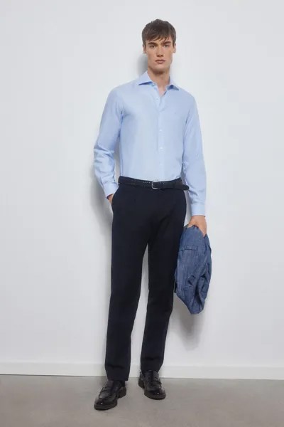 Простая классическая рубашка без глажки + устойчивая к пятнам Pedro del Hierro, синий
