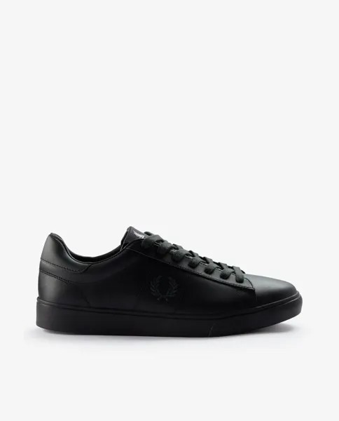 Кожаные кроссовки унисекс с черными шнурками и логотипом сбоку Fred Perry, черный