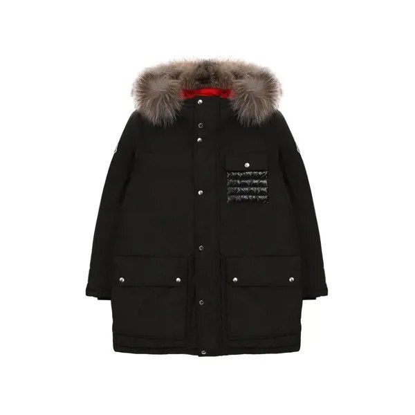 Пуховая куртка с меховой отделкой Moncler Enfant