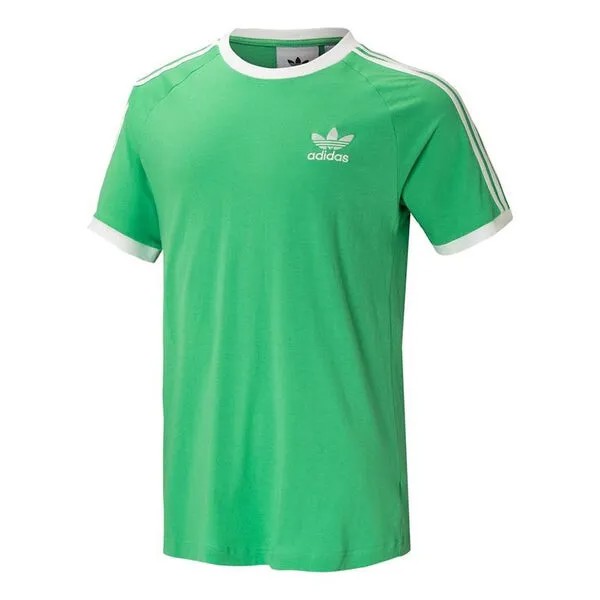 Футболка оригиналы 3 полоски футболка досуг спорт короткий рукав мужчины Adidas, зеленый