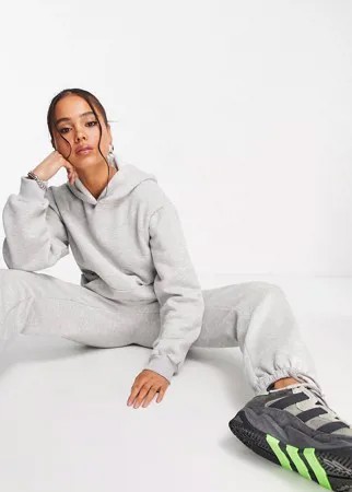 Серый меланжевый спортивный костюм в стиле oversized с худи и джоггерами ASOS DESIGN