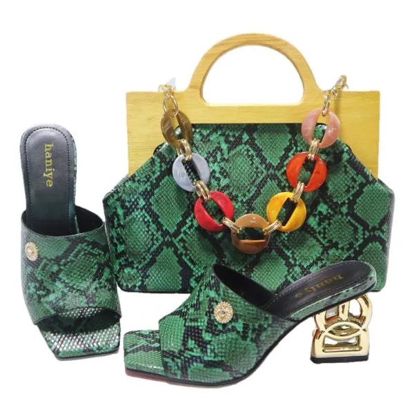 Туфли женские на высоком каблуке, итальянские туфли и сумочки, комплект в нигерийском стиле, летние тапочки, для вечеринки